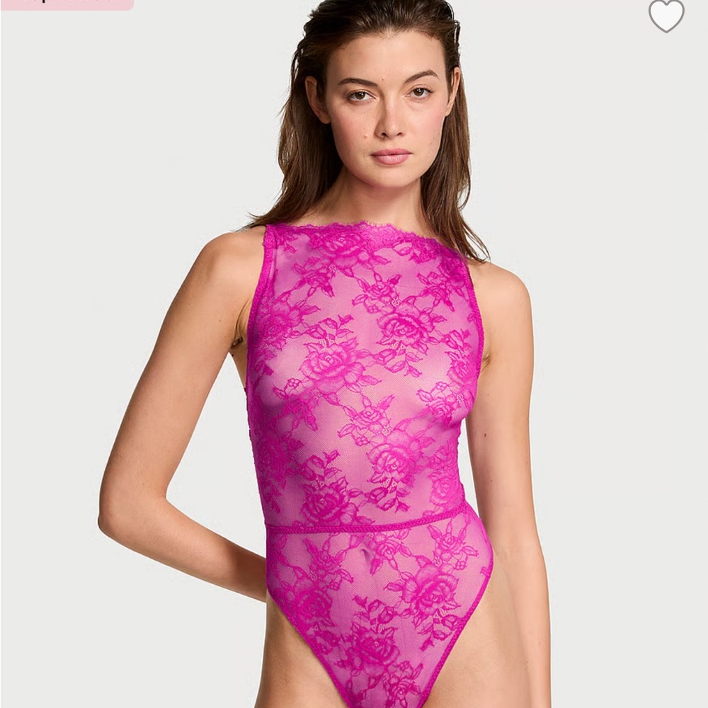 Victoria's Secret Fuchsia Lace One Piece Teddy